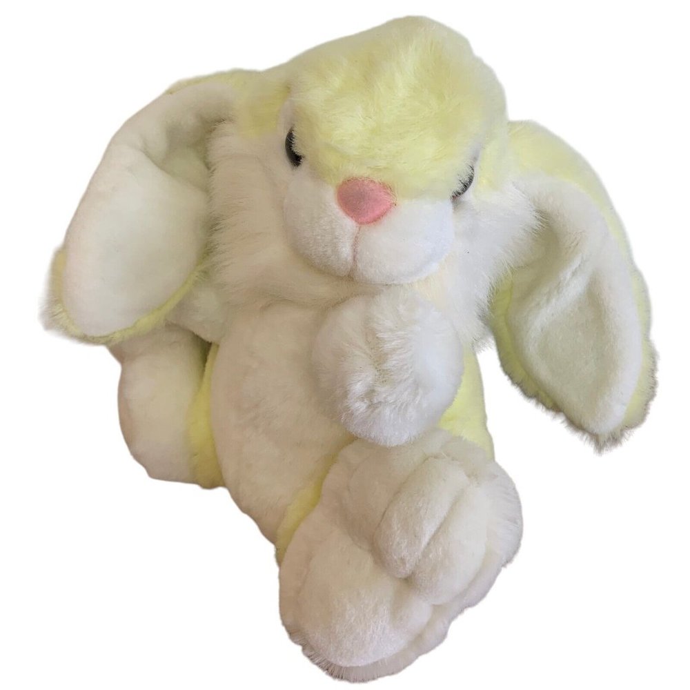 Vintage MTY International‎ Lop Bunny Rabbit White Yellow 12” Plush Easter